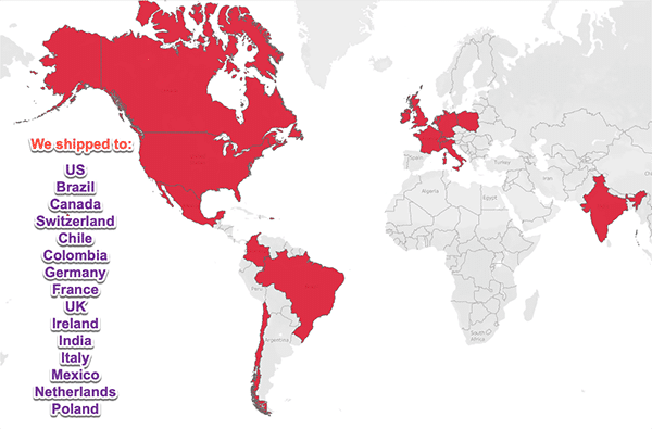 countries we shipped to